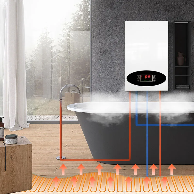 combi system double pressure boiler 24kw boiler radiant heat electric home central heating boiler