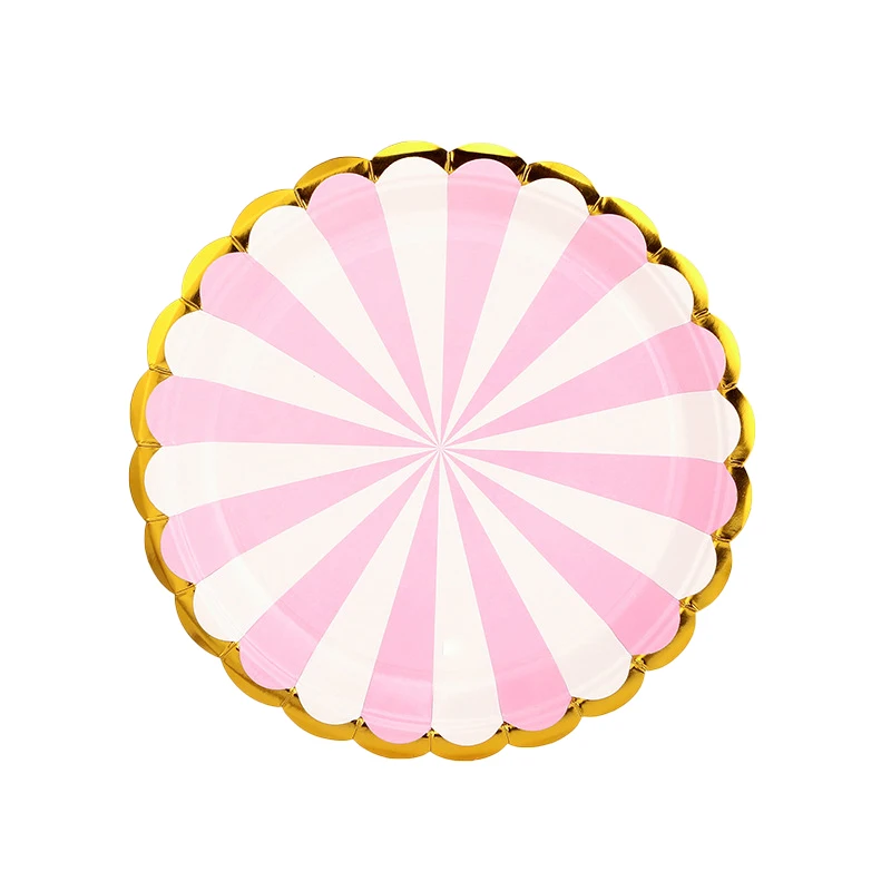 New Product 2024 Hot Sale 7inch Watermelon Paper Plate Gold Printing Paper Food Tray OEM Party Supplies Whiteboard Paper 10 Pcs