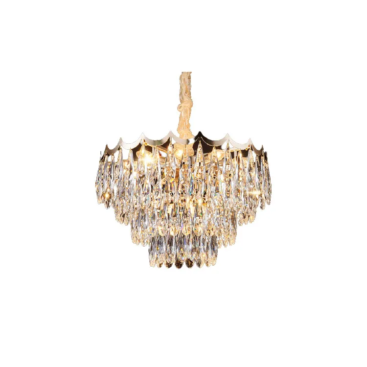 Modern round gold pendant lights hotel restaurant stainless steel hanging lamp living room luxury k9 crystal chandelier