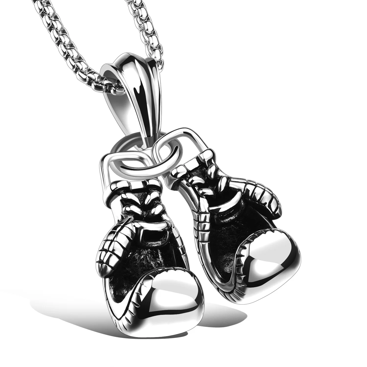 Fashion Sport Fitness Stainless Steel Mini Fist Pendant Necklace Titanium Steel Punk Boxing Glover Pendant Necklace for Men Gift