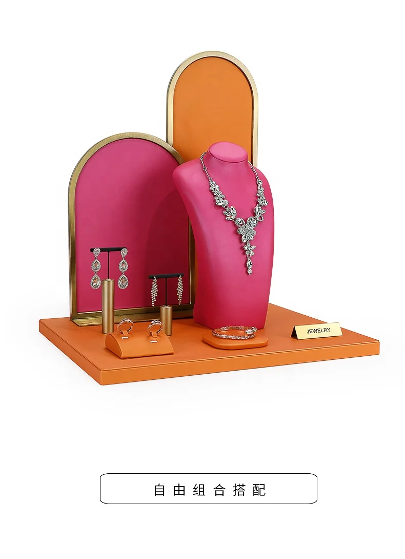 Top quality hot pink & orange necklace display stands for jewelry making