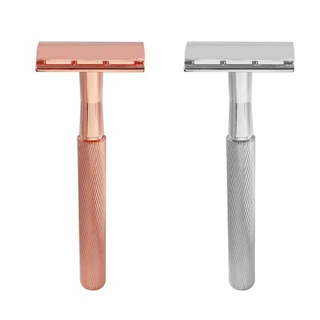 Биоразлагаемая Бритва для мужчин с двойным лезвием серебристого цвета с двойным краем и бородой