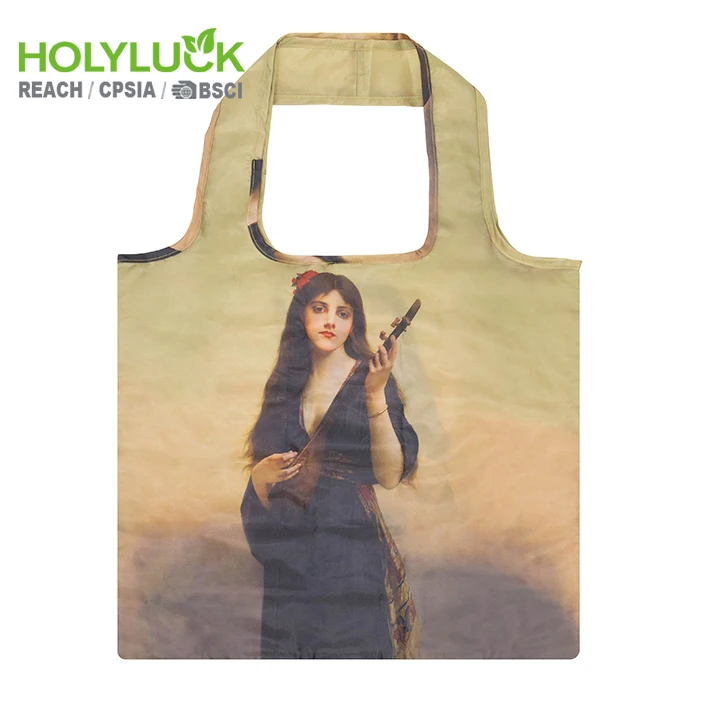 Eco 190t customized reusable pp bag unique foldable travel tote Quick shipping foldable shopping bag portable wholesale fashion