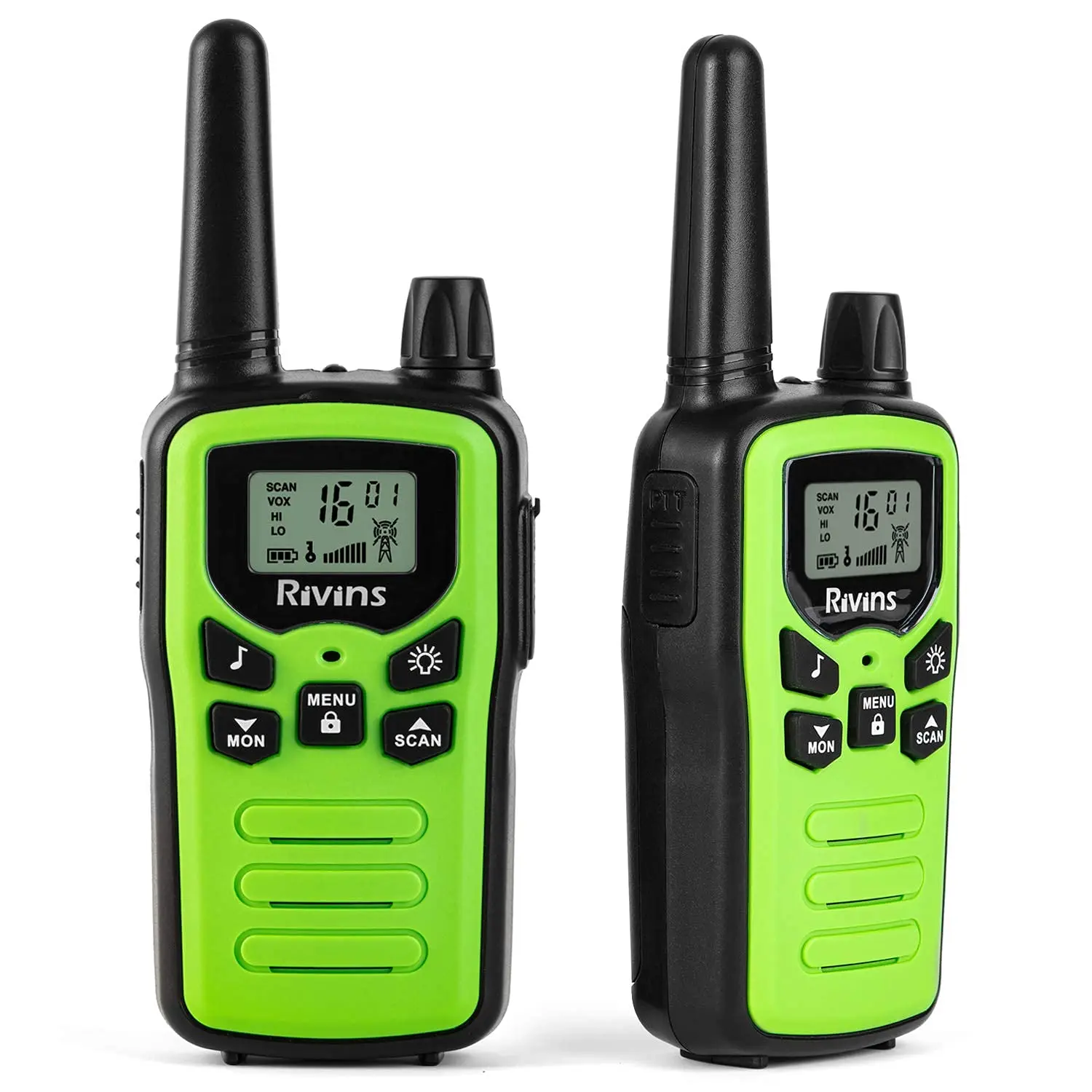 Adult walkie talkie 22 channel FRS radio (green, 2 pieces) Portable UHF radio