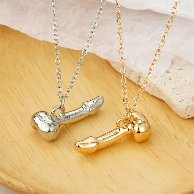 FanYue Exaggerated male genital necklace Trendy punk body part penis pendant necklace gold silver jewelry