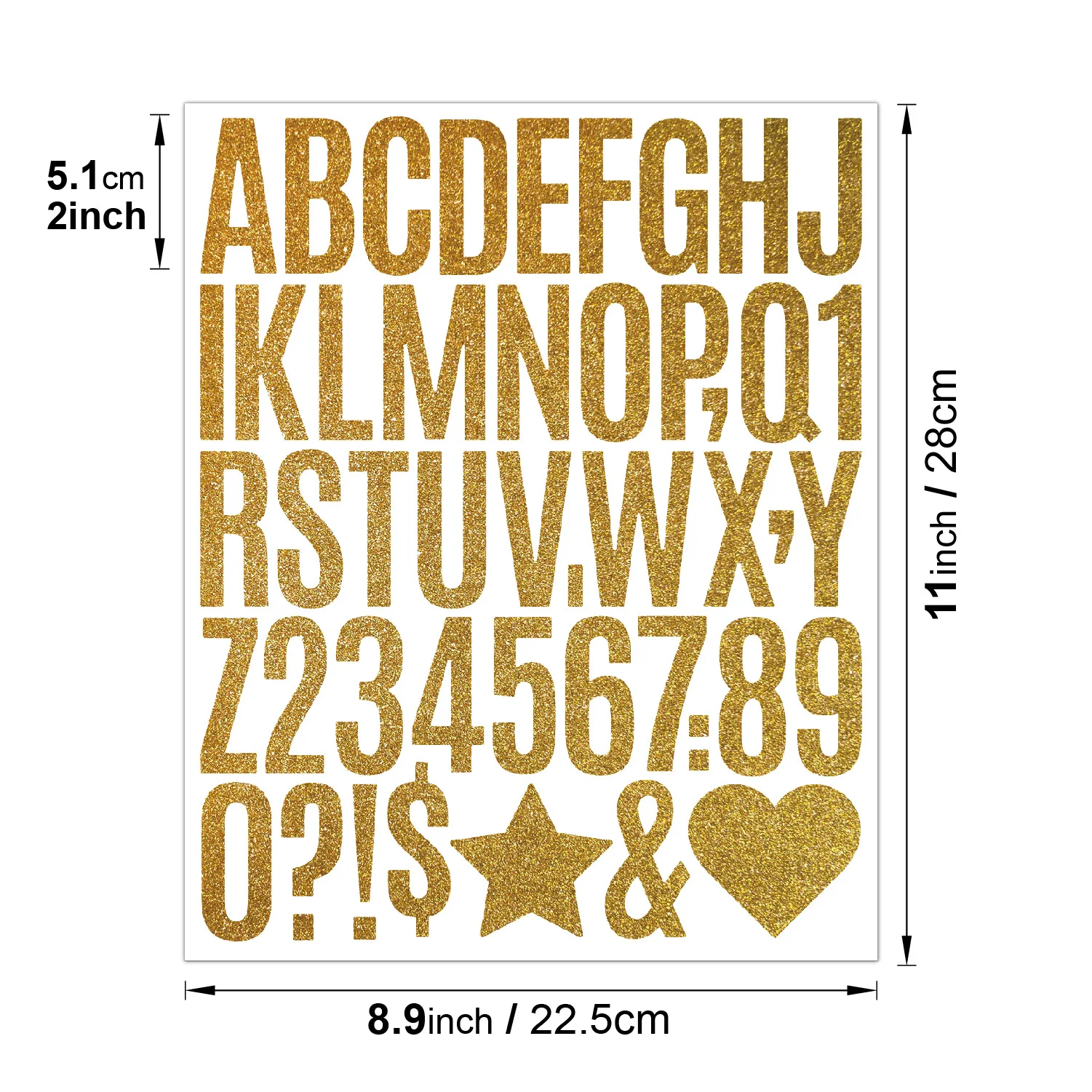 2-дюймовые самоклеящиеся наклейки с золотыми буквами