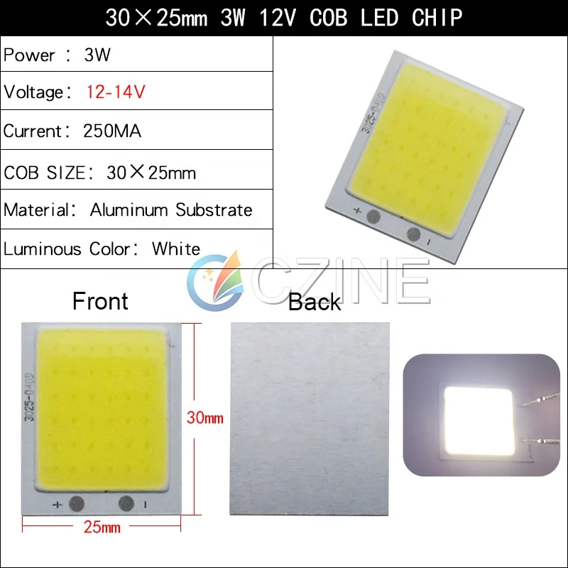 Czinelight Cob светодиодный чип плата источник света Горячая продажа Качество Sanan 30*25 мм 3 Вт Dc 12-14 в освещение и Схема Дизайн