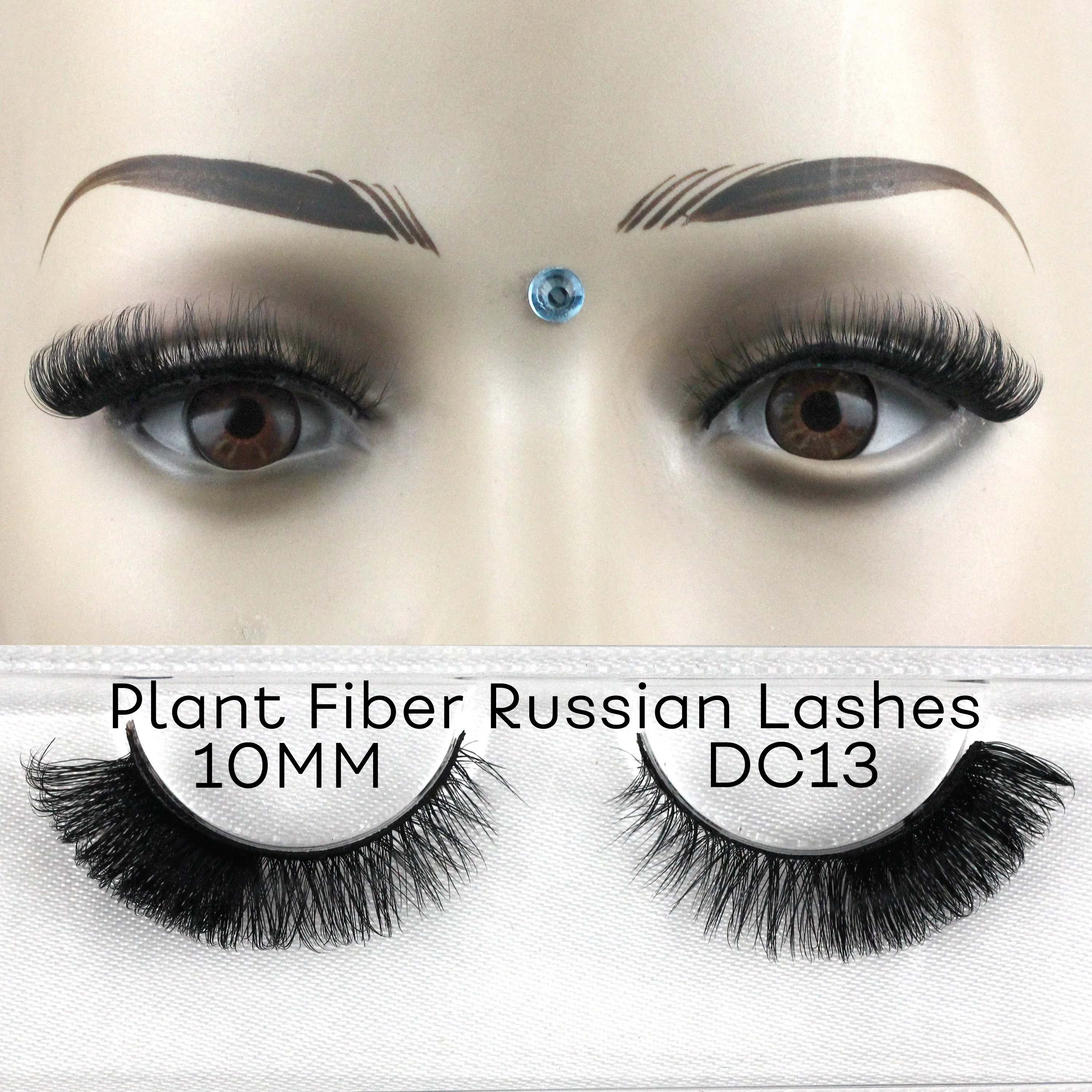 DC13 PLANT FIBER  Russian Strip Lashes Winged Style Full Strip Eyelashes D Curl Faux Mink Lashes Cruelty Free Lash Vendor