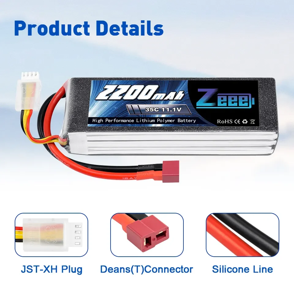 Аккумулятор Zeee 3S LiPo 11 1 В 2200 мАч 35C мягкий чехол аккумулятор с разъемом Deans для самолета RC Квадрокоптер вертолет Дрон