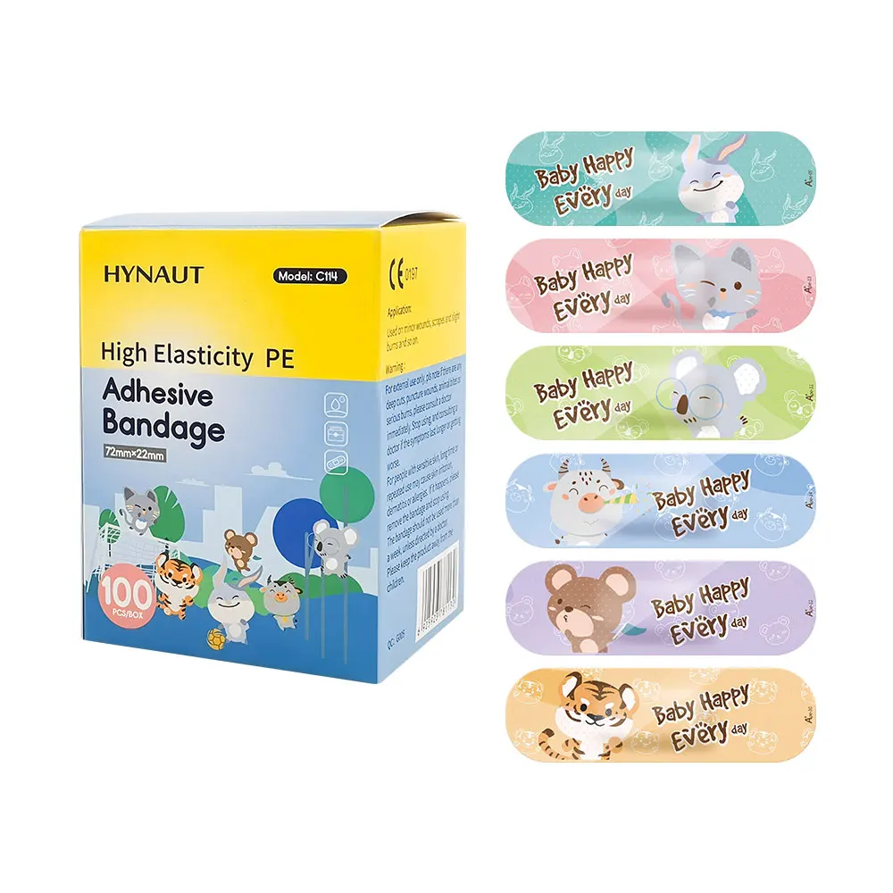 Hynaut customized PE Customized Band-aid Cartoon Wound Plaster printing cute fabric adhesive band aid plaster wound