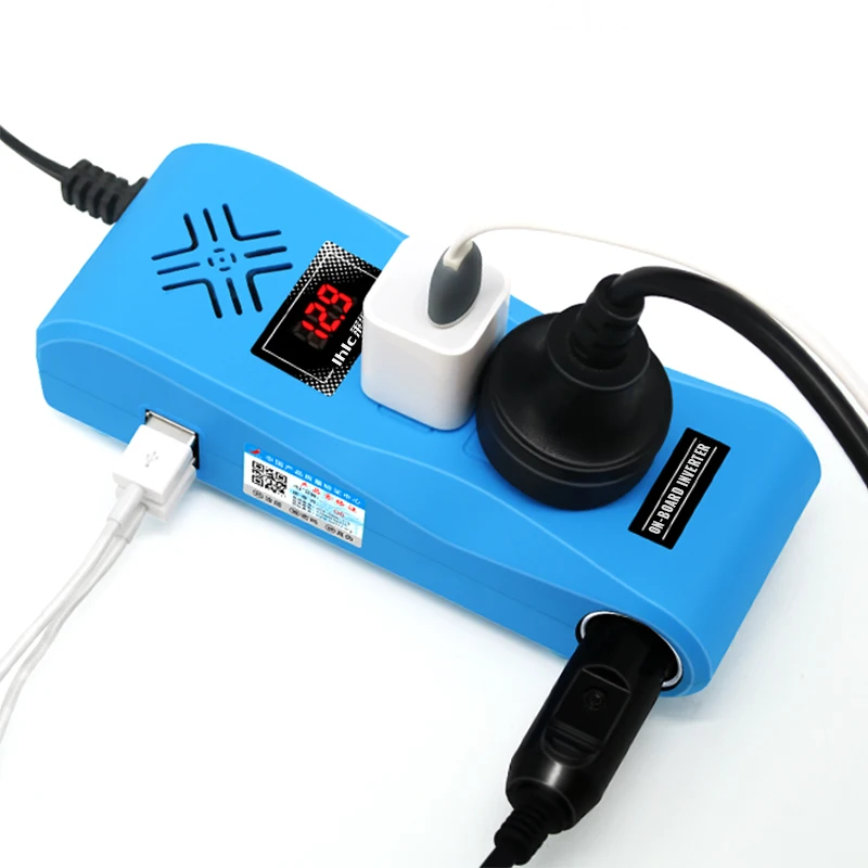 4 USB Ports 2 AC Outlets  Charger Adapter 200W Power Inverter  DC 12V to 110V AC Car Converter