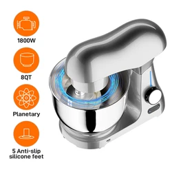 China famous supplier household 6.5L 7L 8L SUS304 bowl batedeira 10+0 with LED display planetaria electric food mixer