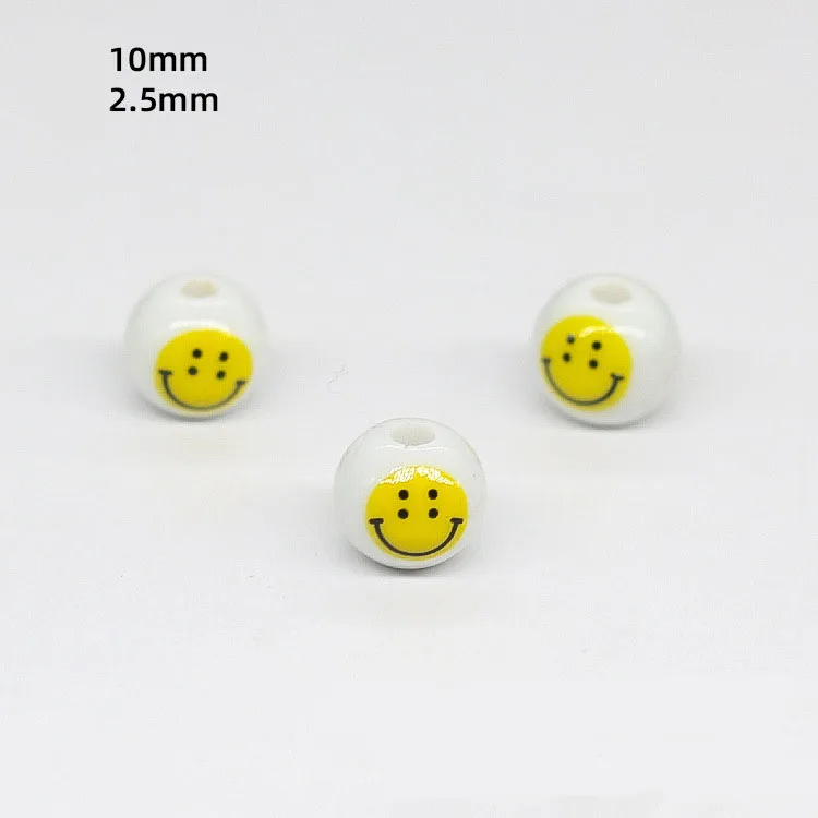 2021 New Porcelain Smiling Face Letter Beads Enamel Smiley Face Beads Ceramic Alphabet Smiley Face Beads