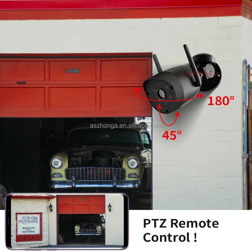 WIFI Wireless 2MP PTZ Security IP Camera 4X Digital Zoom CCTV HD AI Human Tracking Outdoor Surveillance Bullet Cam CamHi APP