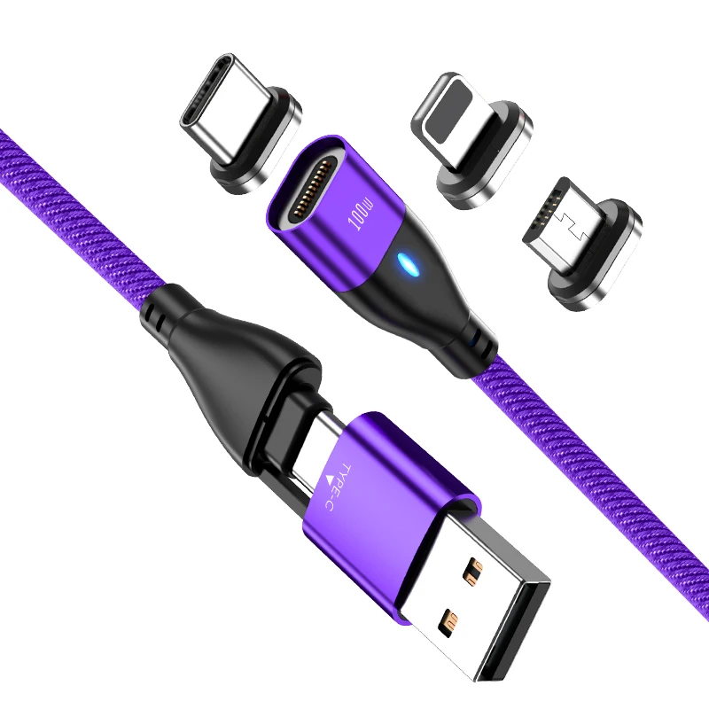 Magnet USB data cable 6 in 1 PD100W super quick charging cable for all mobile phones USB a+c plug charger adapter
