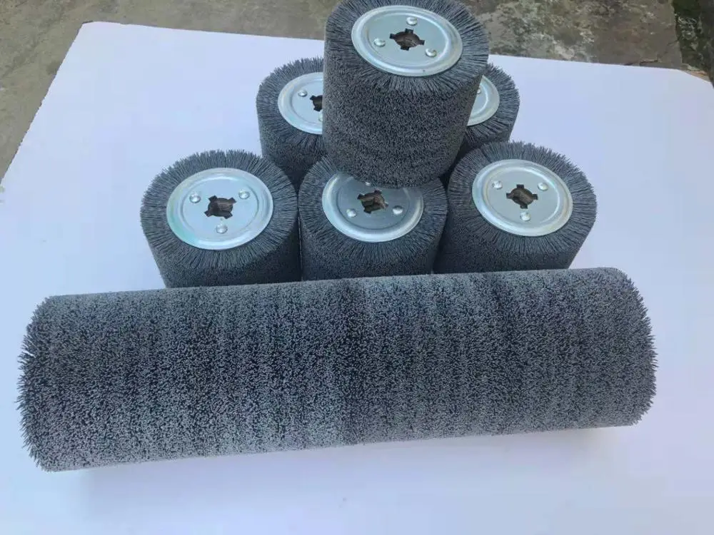 FMT Factory Direct Sale  Industrial Deburring Polishing Cleaning Cylinder Round abrasive nylon wire  brush for wood polishing