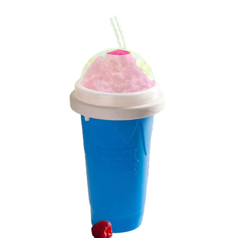 Hot Sale New Style Slushy Cup Ice Cream Silicone Smoothie Cups With Lid Straw silicone slushi maker ice cup