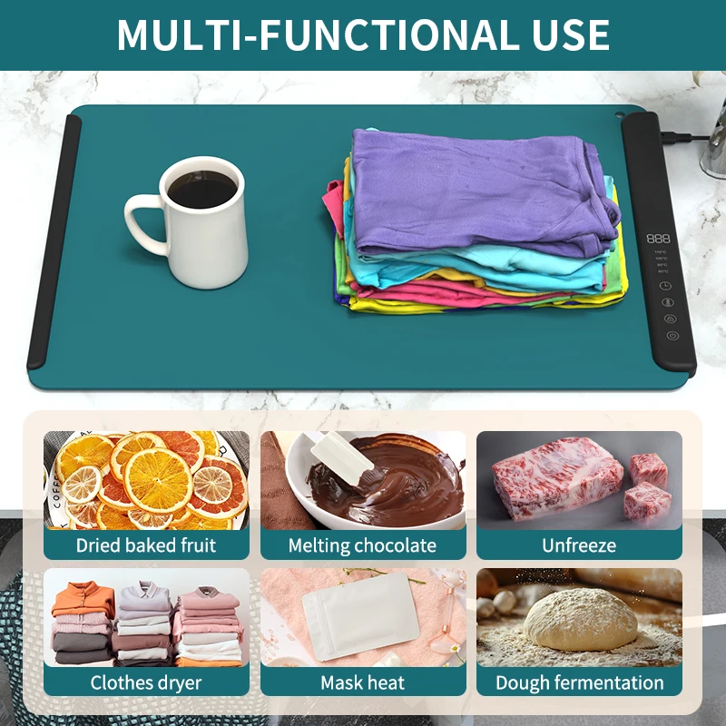 New Foldable Silicone Food Warming Tray Silicone Electric Heating Tray Electric Warming Tray with Adjustable Temperature