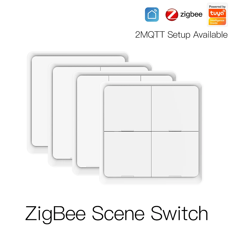 Zigbee 4CH Smart Scene Switch Tuya  APP Remote Control Wireless Light Switch 4 Gang Switch  Scenario Panel