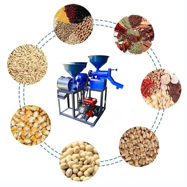 New Diesel Gasoline Engine Grain Flour Mill Paddy Wheat Peeling Rice Mill Grain Crushing Husking Milling Combination Machine