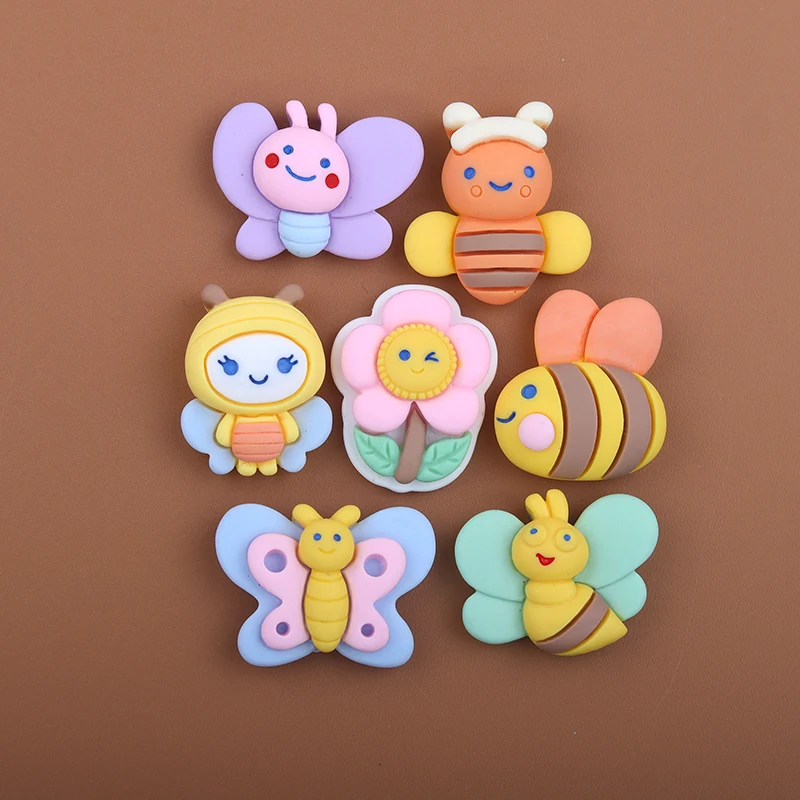 Supply cute little bee flower resin ornament accessories diy slime charms for mobile phone case keyring decoration