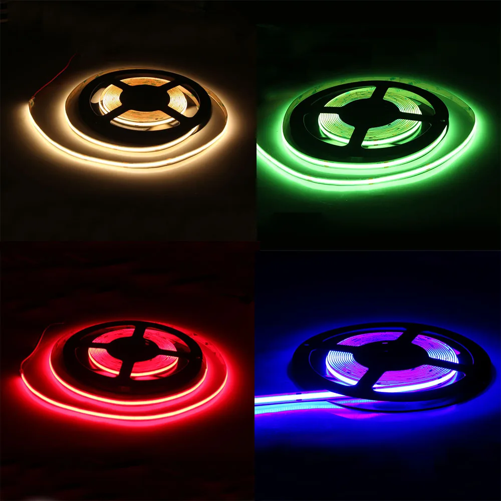 Recessed Aluminum Tile Trim Profile Colour Changing Strips 5MM Green Dual Color RGB RGBW COB Led Strip Light Bulk For Cabinet
