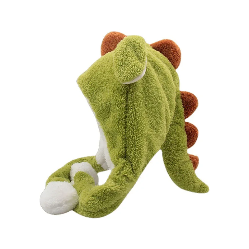 2023 Winter cute funny acrylic plush cartoon keep warm windproof moving ears dinosaur hats for man woman