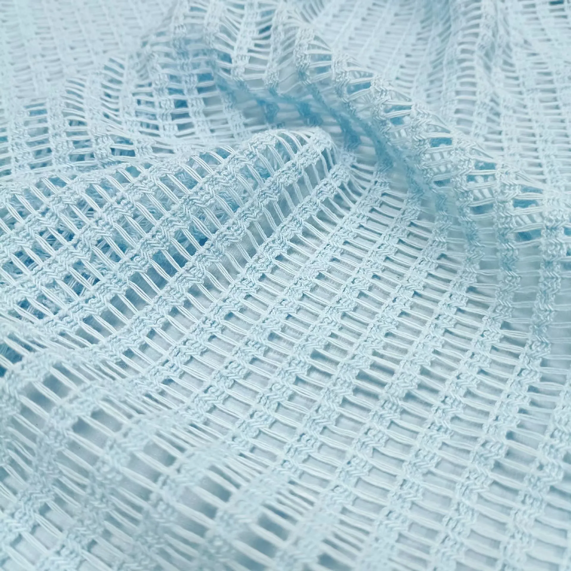 Crochet fabric hollow light weight breathable summer beach covers 4 Way Stretch fabrics for clothing women