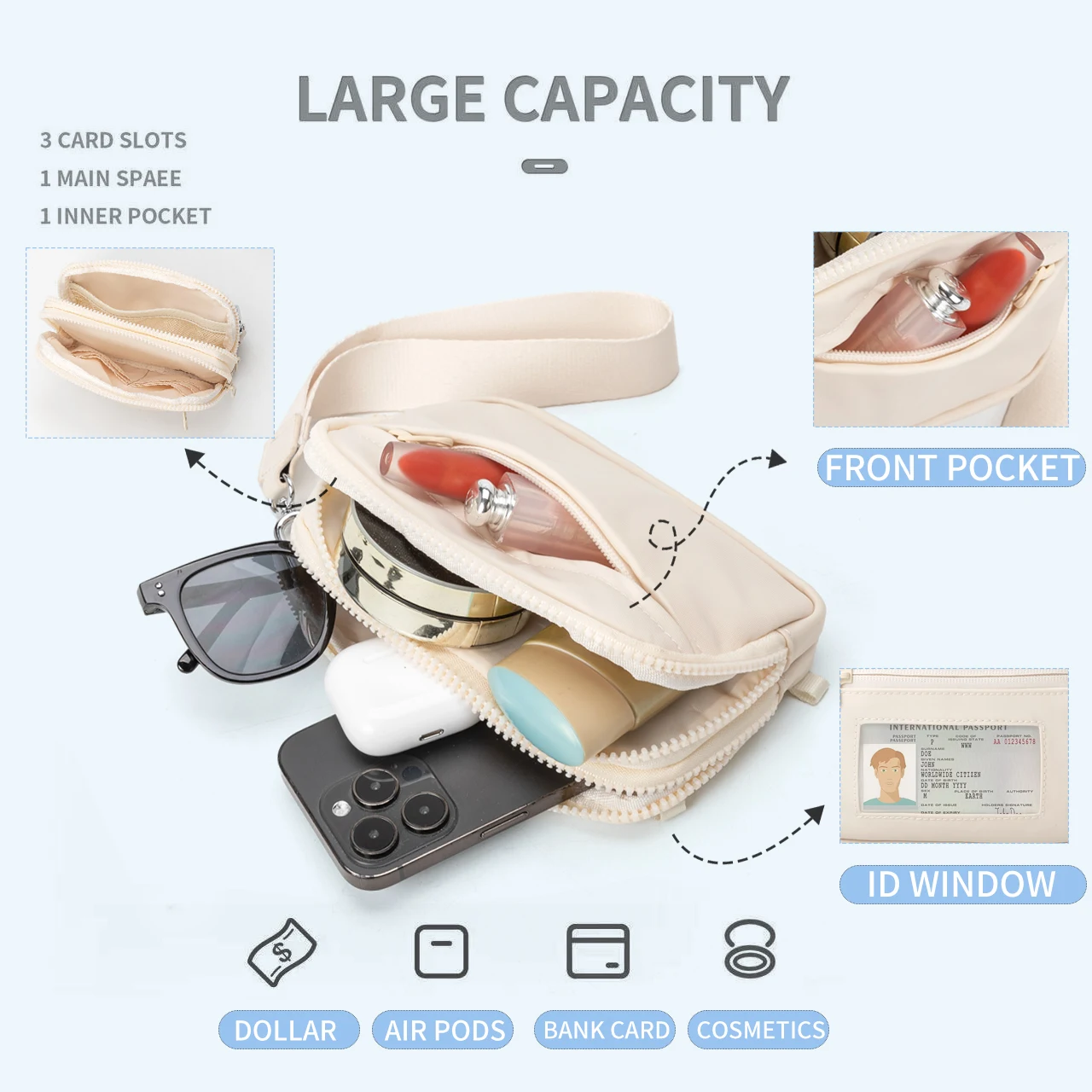 Factory directly supply Fanny Packs Large Capacity Waterproof waist belt bag Women Men Waist Pack Hip Bum Bag with Multi-Pockets