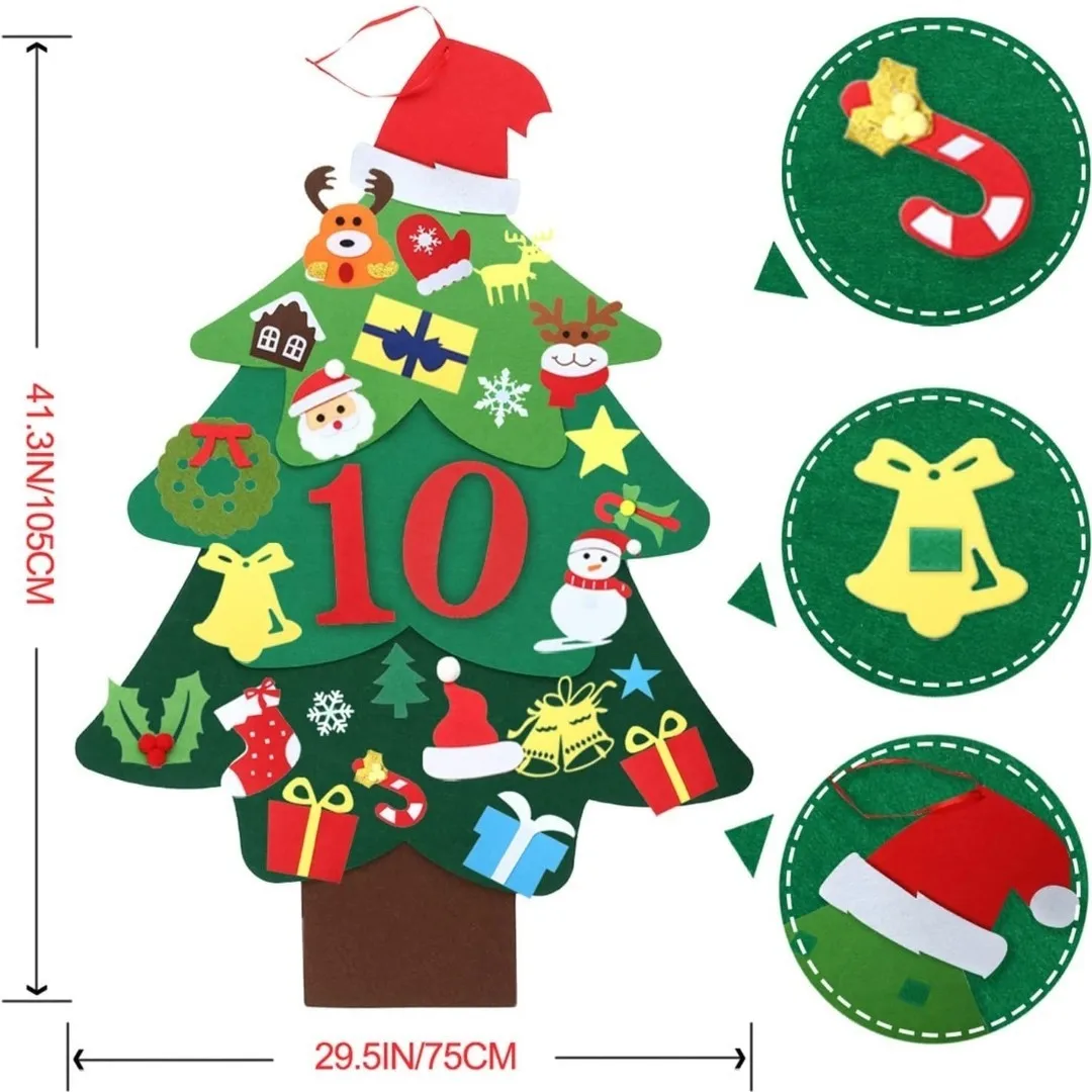 Kids Diy Felt Christmas Tree Christmas Decoration For Home Navidad 2023 New Year Gifts Christmas Ornaments Xmas Tree