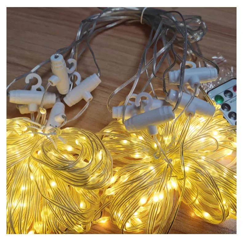 8-Mode Smart Home LED String Curtain Lights White Fairy Christmas Wedding Garland Lamp 3M Remote Control Bedroom Home Holiday