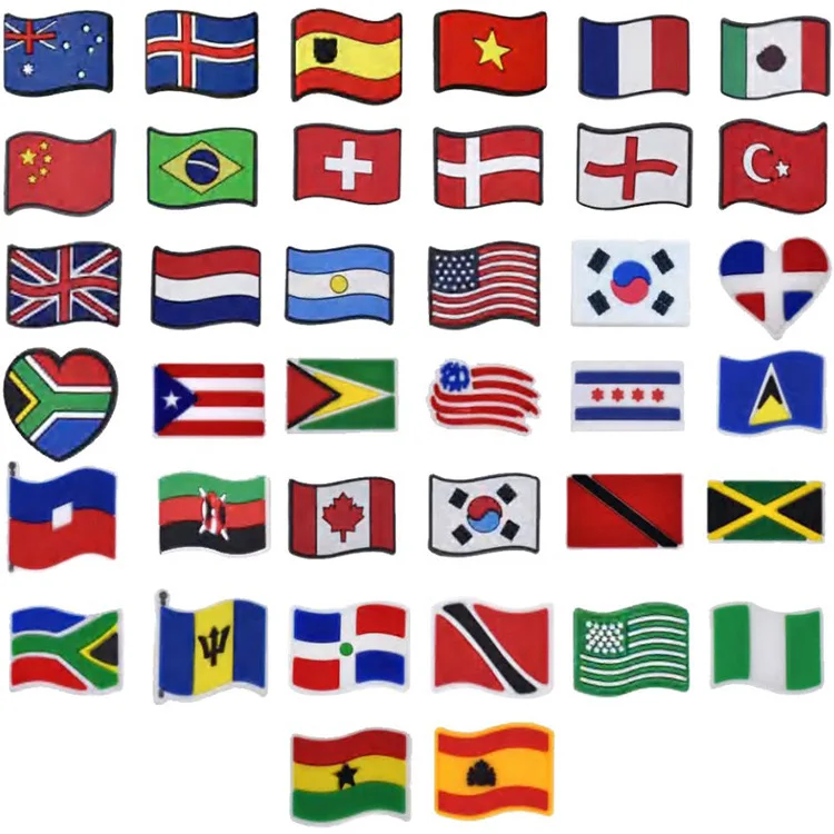 Shoes Charm Hole Shoes Decoration National Flag Sandals Flower Shoe Buckle Cartoon Drip Molded Rubber Patch Accessories