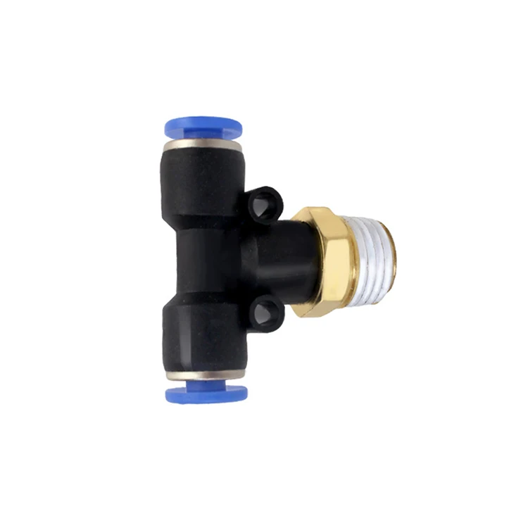 PB series tee pneumatic fittings one touch for pipe push flange zinc plastic pneumatic fitting