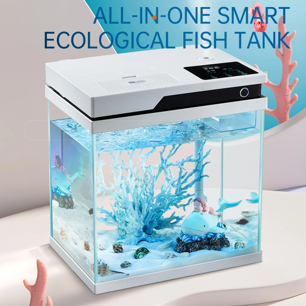 YEE Factory Price Automatic Feeding Humidification Fish Tank Wholesale Ultra White Glass Fish Tank Aquarium