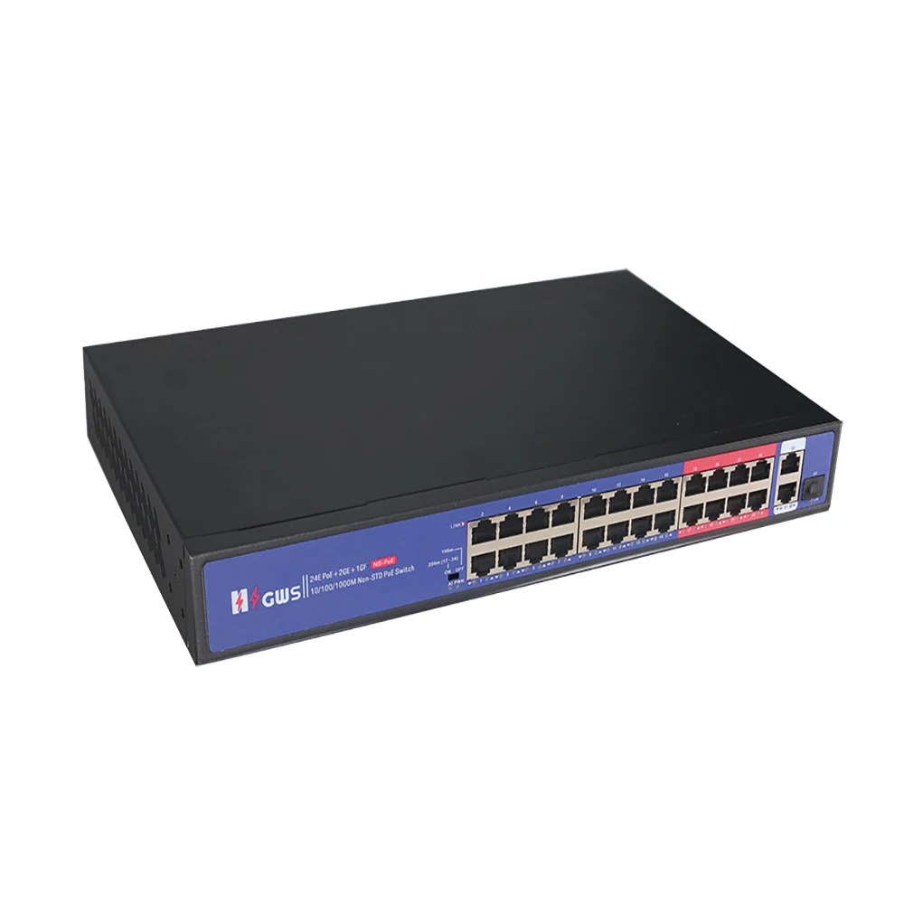HZGWS New Series 24 Ports POE Switch supports non-standard 24V POE+ 10M/250m long distance
