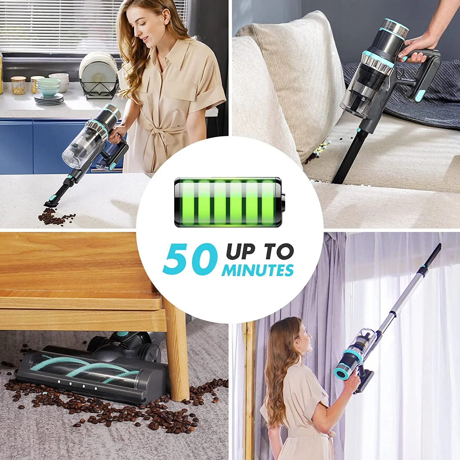 Proclean Cordless Vacuum Cleaner Stick Vacuum with 25Kpa Powerful Suction 380W Brushless Motor Up to 50mins Runtime