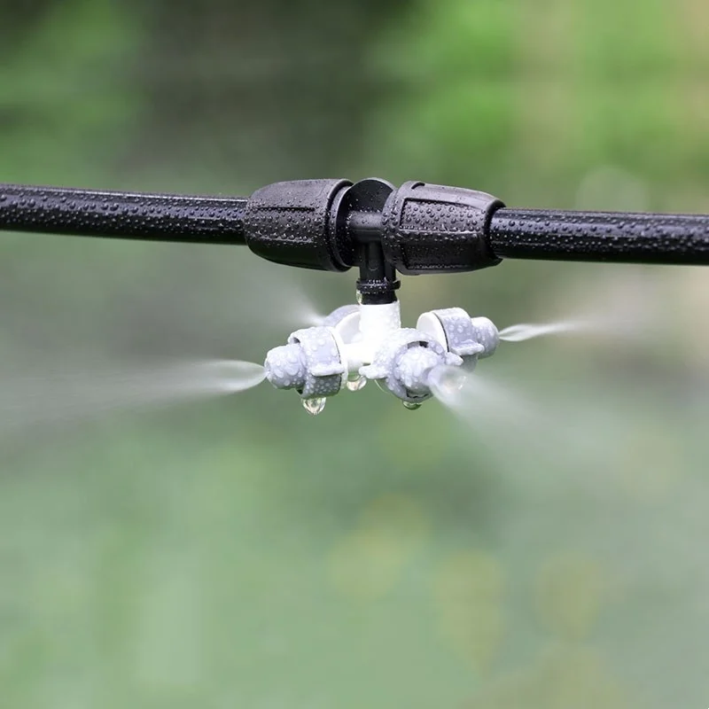 Hanging Micro Sprinkler Adjustable 4 Way Misting Nozzle for Garden Greenhouse Lawn