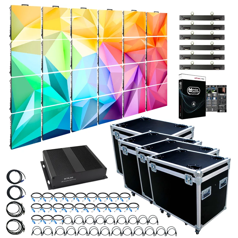 Turnkey Package LED Wall Set Rental Cabinets P2.6 P2.9 P3.9 LED Screen Outdoor Pantalla LED Exterior P3.91 500mmx500mm