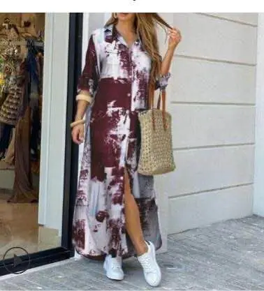 V-neck Holiday Beach Dresses New Fashion Long Sleeves Casual Dress