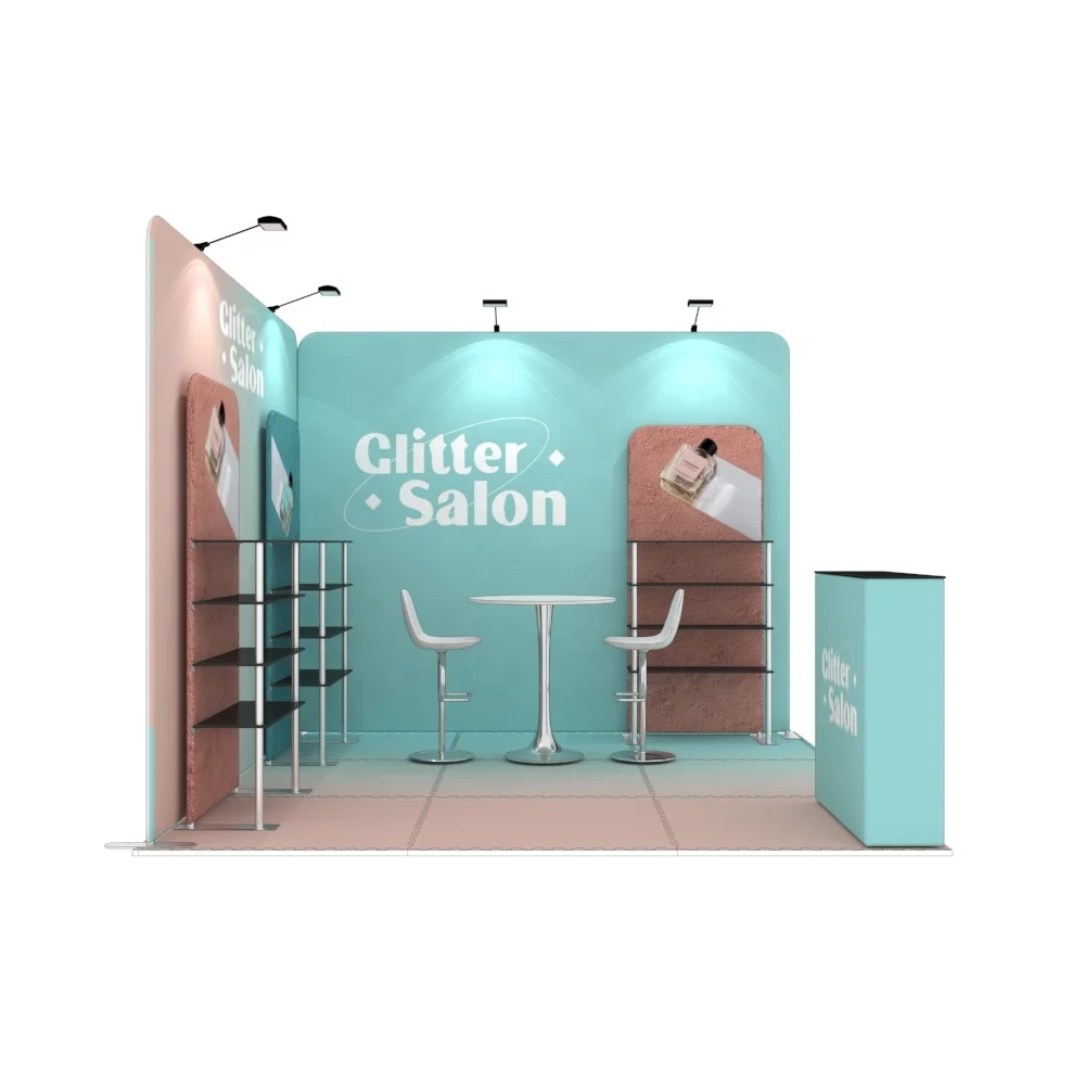 New Design Easy Assemble Modern Aluminum Tension Fabric Full Color Print Modular Portable 10x10 Exhibition Trade Show Booth