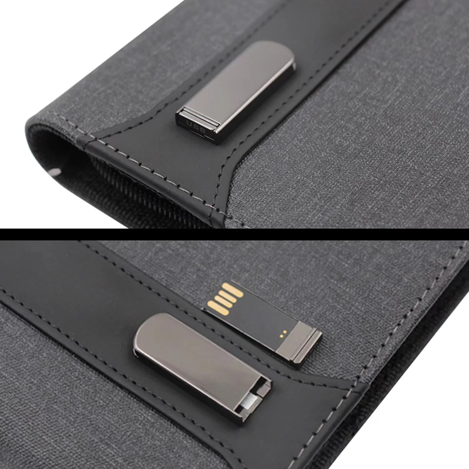 Customizable A4  Multi-Function 16G 8000mAh Powerbank Briefcase Agenda Notepad Wireless Charger Power Bank Organizer Portfolio