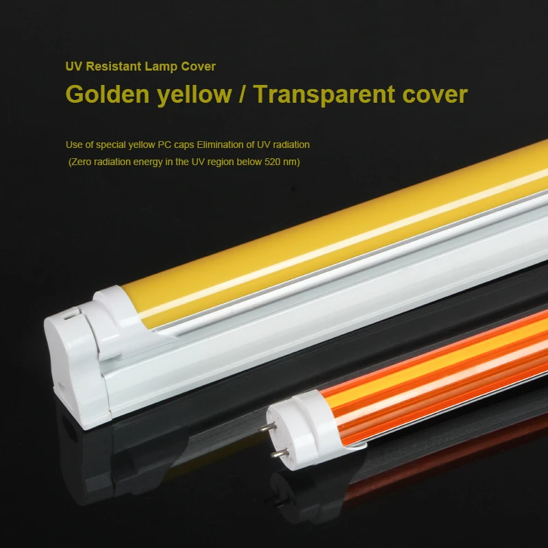 Uv Free Led Lamp tubes yellow cover 1700K IC semiconductor factory lighting led t8 light tube
