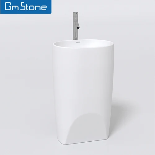 Popular Design Bathroom free standing hand wash basinSolid surface floor standing wash basin