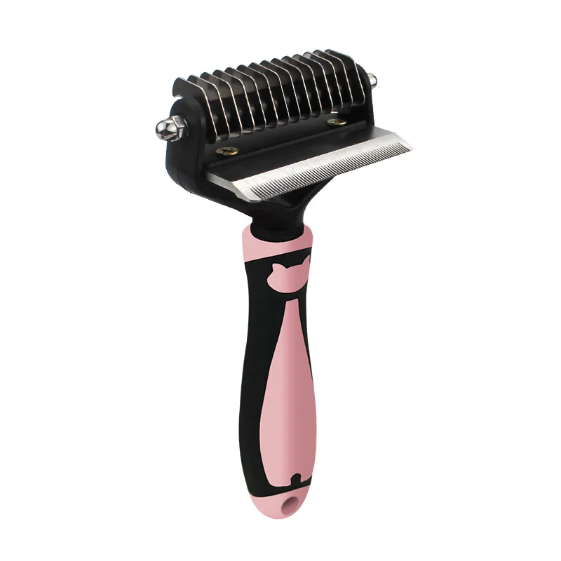 OEM Cepillo de aseo para mascotas  pet Grooming Brush 2 in 1 Knot open Comb Pet Hair Dematting Deshedding Rake Comb