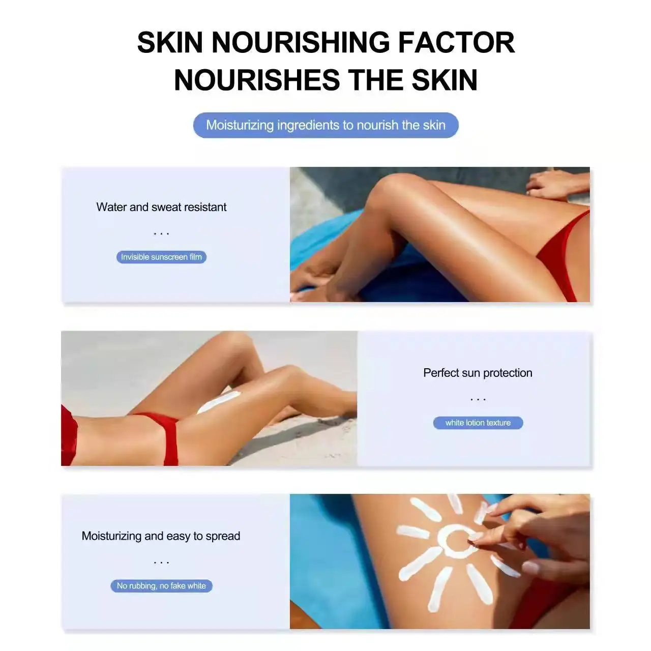 Portable Body Sunblock SPF 50 Sunblock Sunscreen Moisturizer Whitening Organic Sunscreen Cream