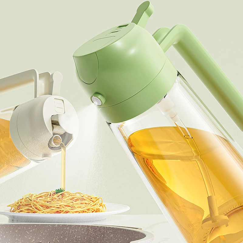 16 oz Kitchen Cooking Oil Mister Automatic Open-Close Leakproof Design Oil Dispenser 2 in 1 Glass Oil Spray Bottle