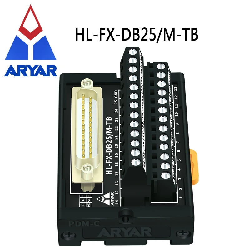 Dual DB25 D-Sub DIN Rail Mount Interface Module RS232 DB25 Connector,FX-DB25/M-TB and DB25-Female to Female 1M Cable