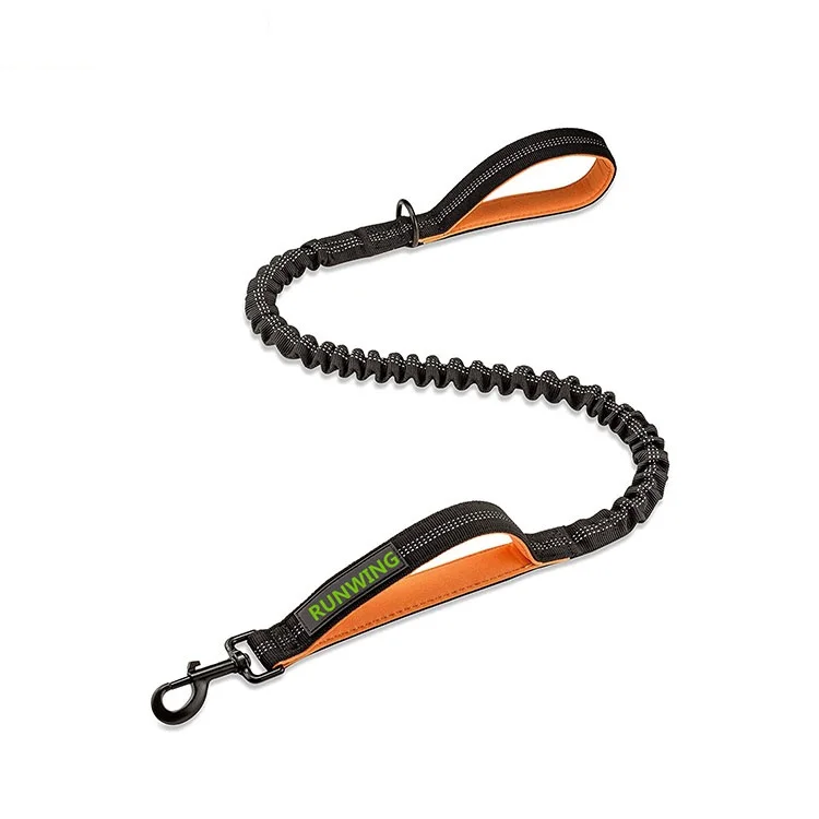 Neoprene Padded Two Handles Bungee Dog Leash Nylon Material