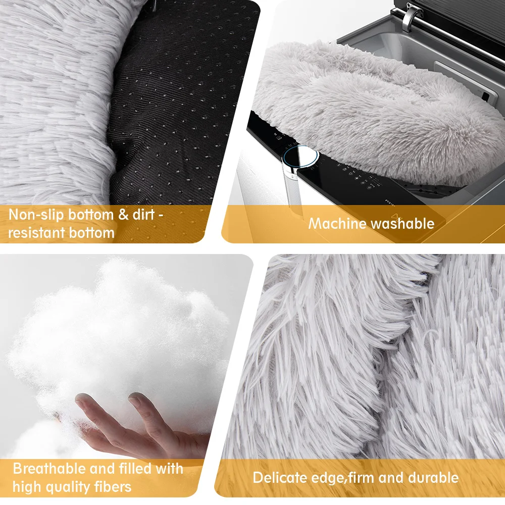 Super Soft Pet Bed Kennel Dog Round Cat Winter Warm Sleeping Bag Long Plush Large Puppy Cushion Mat Portable Cat Supplies