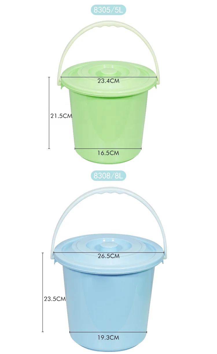 12L family portable cleaning high capacity plastic water bucket with lid